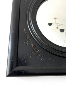 Pair of Antique Ebonised Victorian Convex Mirrors c.1881