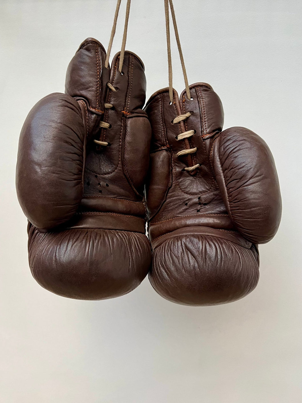 Vintage Frank Bryant Leather Straw-Filled Boxing Gloves c.1930's