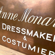 Load image into Gallery viewer, Antique Bronze Trade Sign &quot;Dressmaker &amp; Costumier&quot;
