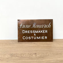 Load image into Gallery viewer, Antique Bronze Trade Sign &quot;Dressmaker &amp; Costumier&quot;
