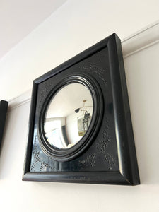 Pair of Antique Ebonised Victorian Convex Mirrors c.1881