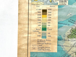 Phillips' Series 1970 European Politcal Boundaries Educational Wall Chart