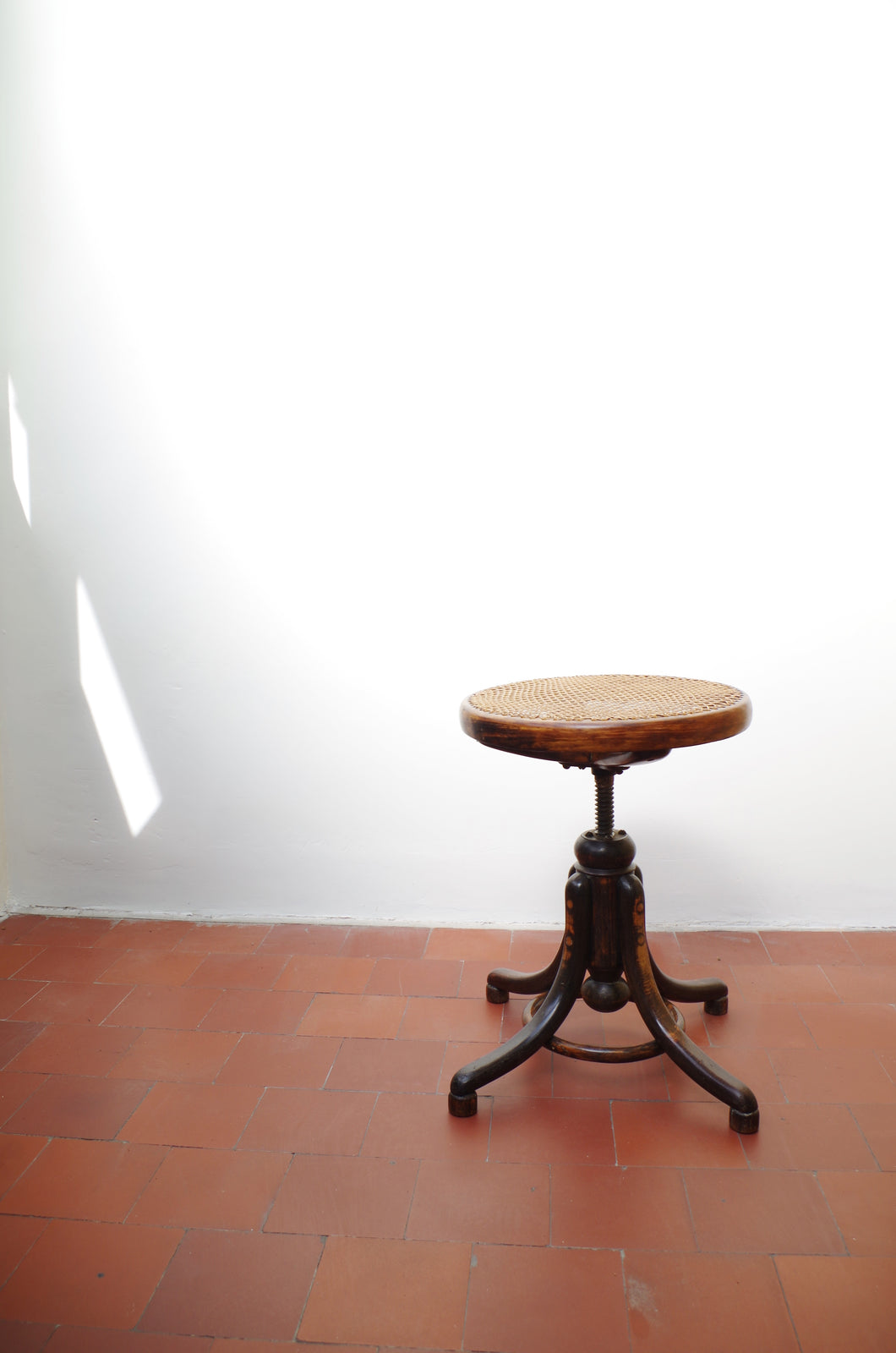 Early 20th Century Thonet Bentwood Caned Adjustable Stool