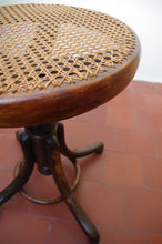 Load image into Gallery viewer, Early 20th Century Thonet Bentwood Caned Adjustable Stool
