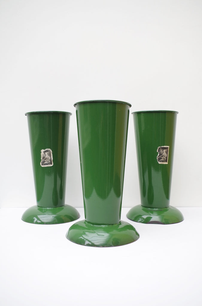 Late 1930's Vitreous Enamelled Florist Vases