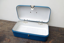 Load image into Gallery viewer, Enamelled Turquoise Dutch Bread Bin c.1930&#39;s
