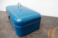 Load image into Gallery viewer, Enamelled Turquoise Dutch Bread Bin c.1930&#39;s
