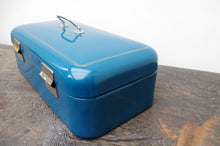 Load image into Gallery viewer, Enamelled Turquoise Dutch Bread Bin c.1930&#39;s
