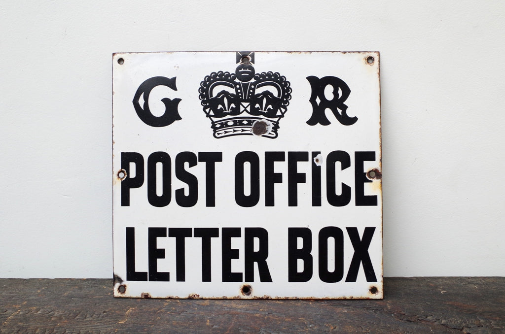 Royal Mail King George V Enamel PO Letter Box Sign c.1910