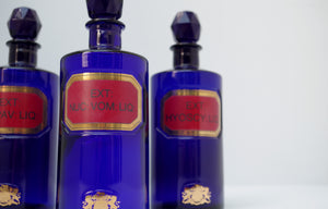 Set of Three Early 20th Century Apothecary Bottles (Blue Glass)