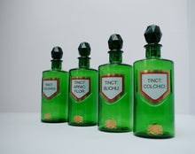 Load image into Gallery viewer, Set of Four Early 20th Century Apothecary Bottles (Green Glass)
