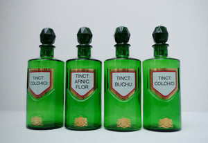 Set of Four Early 20th Century Apothecary Bottles (Green Glass)