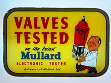 Load image into Gallery viewer, 1950&#39;s Mullard Valves Glass Advertising Sign
