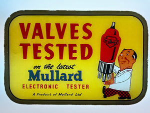 1950's Mullard Valves Glass Advertising Sign