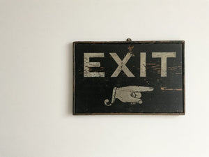 Hand Painted Exit Sign c.1920's