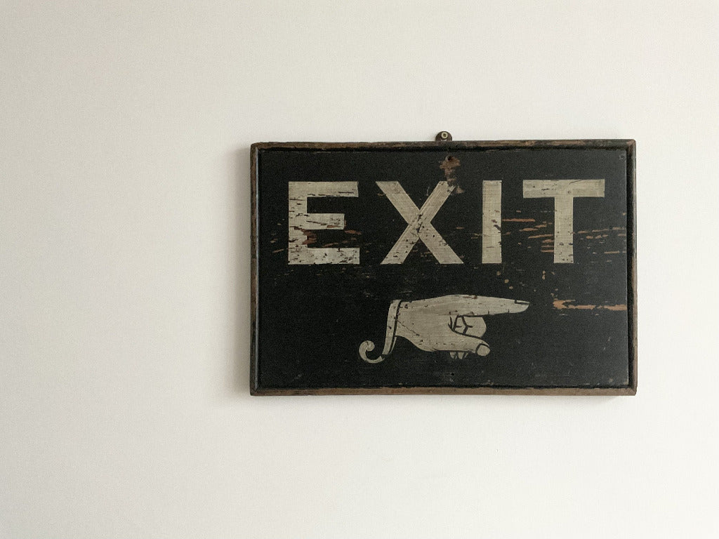 Hand Painted Exit Sign c.1920's