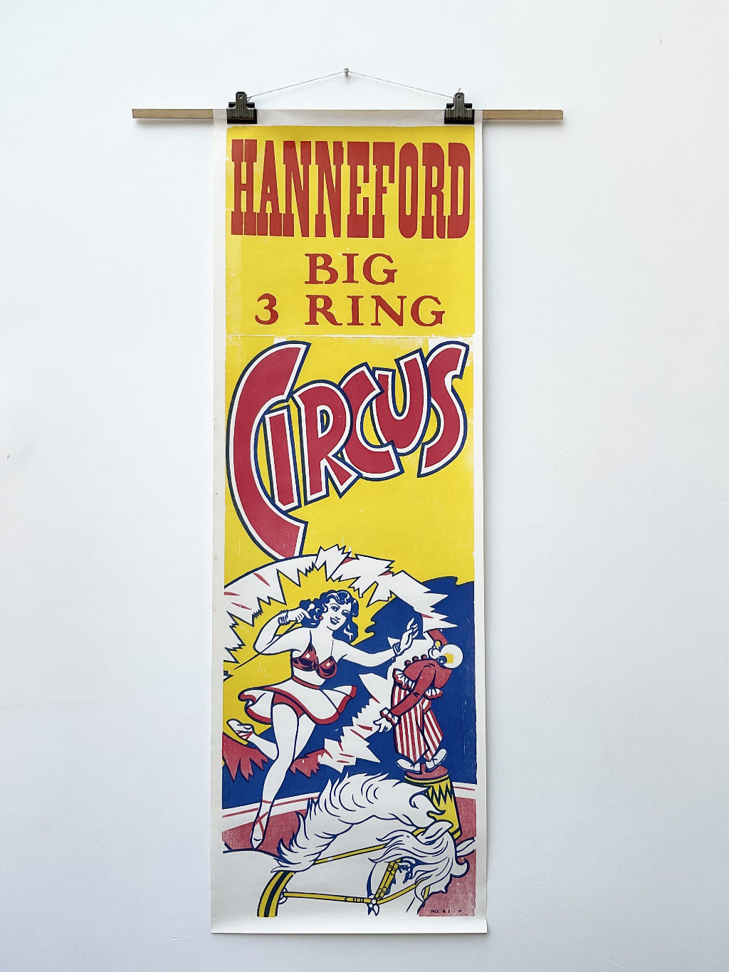 A 1950’s U.S. Wood Block-Printed Hanneford Circus Poster by The Enquirer Printing Company