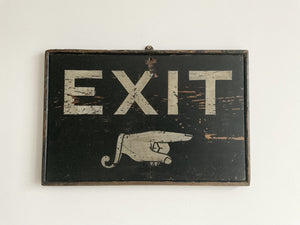 Hand Painted Exit Sign c.1920's